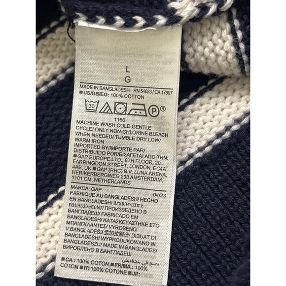Gap relaxed fit navy white striped turtleneck sweater, size large - Picture 6 of 15
